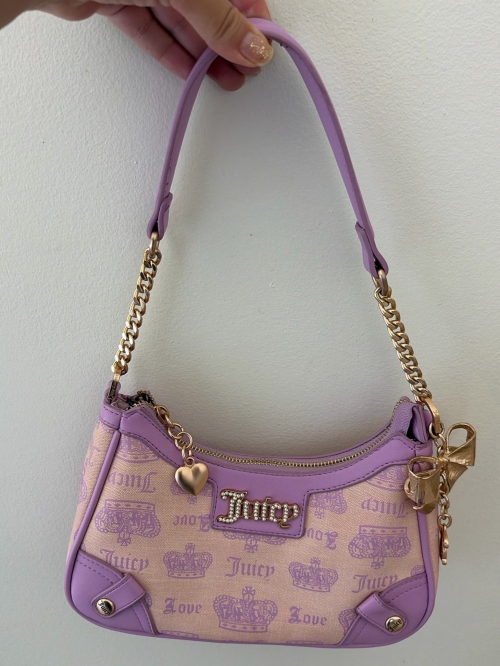 Juicy Couture Lavender and Pale Pink Logo Shoulder Bag